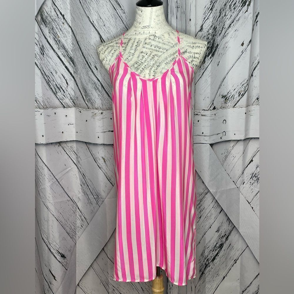 Amanda Uprichard silk stripe dress pink & white P/S